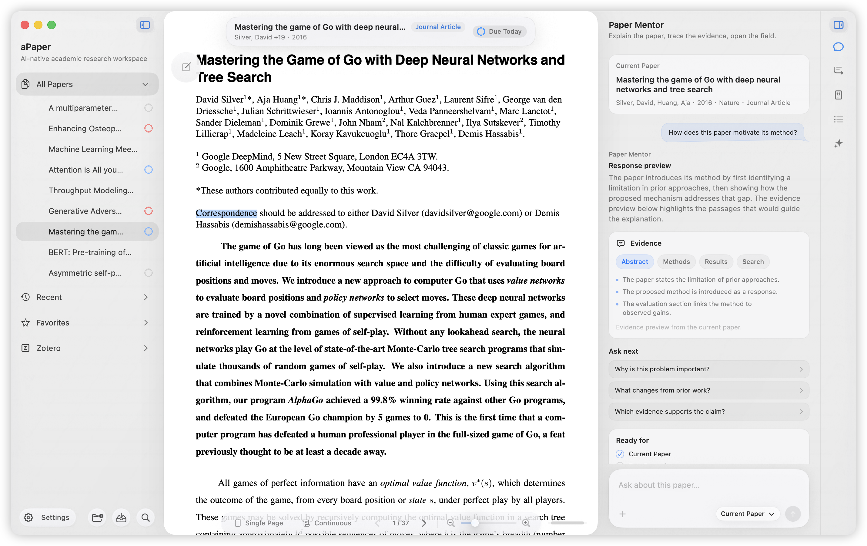 aPaper Paper Mentor demo